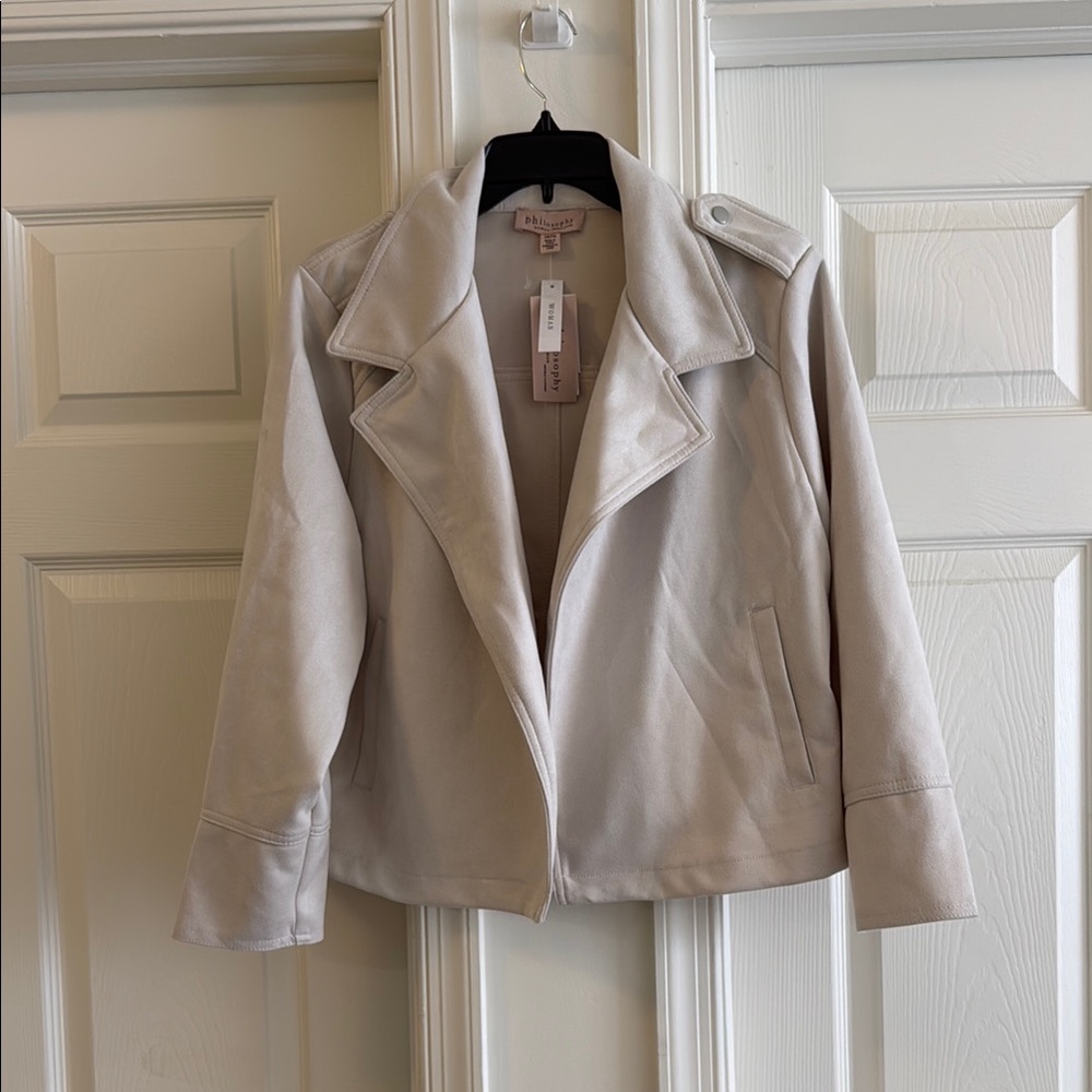 Cream Faux Leather Jacket